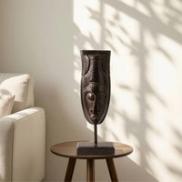 Faceplate Ornament Resin Faceplate Sculpture Tall Sculpture with Stand for Interior Stylists, Art Collectors, Entryway