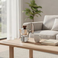 Coffee-Themed Sculpture with Wood Modern Coffee Station Decoration Minimalist Tabletop Ornament for Home Baristas, Kitchen Counter