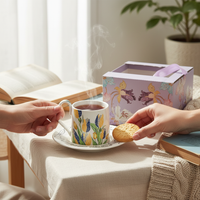 Tulip Coffee Mug and Saucer Set, French Afternoon Tea Cup Gift Box