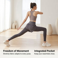 Leggings for Women UK High Waist Gym with Control, Two Piece Appearance Design for Running and Fitness, Pants with Elastic Waistband