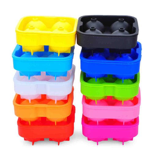4-Cavity Silicone Ice Ball Mold for Whiskey and Cocktails