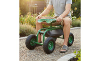 Seated Harvesting Cart Tool Tray Garden Work Sit on Wheels for Gardeners