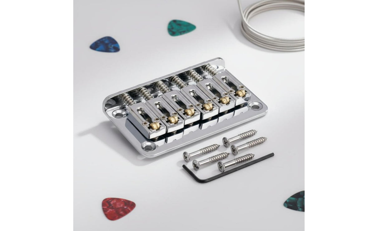 Electric Guitar Fixed Bridge Adjustable Saddles Rotating Saddle Guitar Bridge Easy to Install