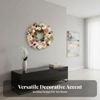 Artificial Peony Wreath Full and Full Artificial Flower Wreath Round Floral Circlet No Maintenance Home Decoration for Farmhouse