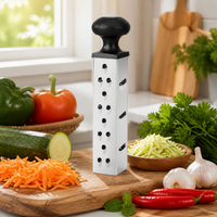 Cheese Grater, Stainless Steel Box Grater with 4 Sharp Sides, Heavy-Duty Kitchen Tool for Root Vegetables & Pasta Dishes