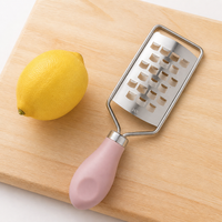 Stainless Steel Cheese Grater, Manual Kitchen Cheese Grater with Ergonomic PP Handle, Large Hole, Red