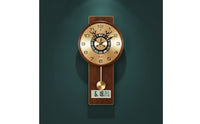 Decorative Wall Clock with Deer Antlers Classic Wooden Pendulum Wall Clock Vertical Vintage for Living Room, Entryway