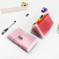 A6 Mini Plastic Expanding File Folder with 13 Pockets, Rainbow Accordion Document Organizer for Office and Home