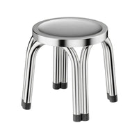 Backless Stainless Steel Stool Stable Round Metal Stool Sturdy Furniture Industrial for Kitchen, Cafe