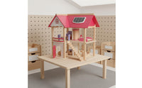 Pretend Play Princess Castle Dollhouse DIY Assembly Princess Dollhouse Multi-Level Pink Doll House for 3 Year Olds, Girls, Toddlers, Playtime