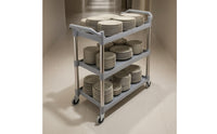 Commercial 3-Tier Rolling Cart Heavy-Duty Mobile Service Cart Sturdy Easy to Clean for Restaurants, Hotels