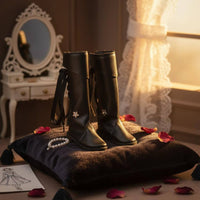 Black Lace-up Doll Boots Handmade 1/3 BJD Doll Boots PU Material