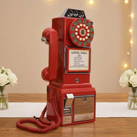 Retro Design Vintage Audio Message Recorder Coiled Cord Rotary Phone Recorder Glossy Rotary Telephone Decorative