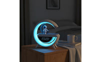LED Alarm Clock with Speaker Birthday Gift Modern Bedside Timepiece Lamp Dimmable Multifunctional Desk Lamp for Teens, Kids, Bedroom, Dorm Room