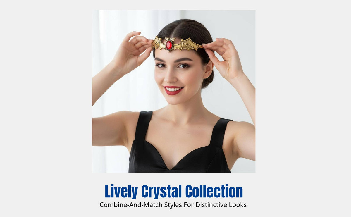 Dark Bat Crystal Halloween Alloy Headpiece, Festive Hair Decoration