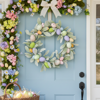 Easter Egg Wreath Spring Decor Front Door Wreath Festive Decor for Holiday Decorators, Home, Porch, Indoors, Fireplace