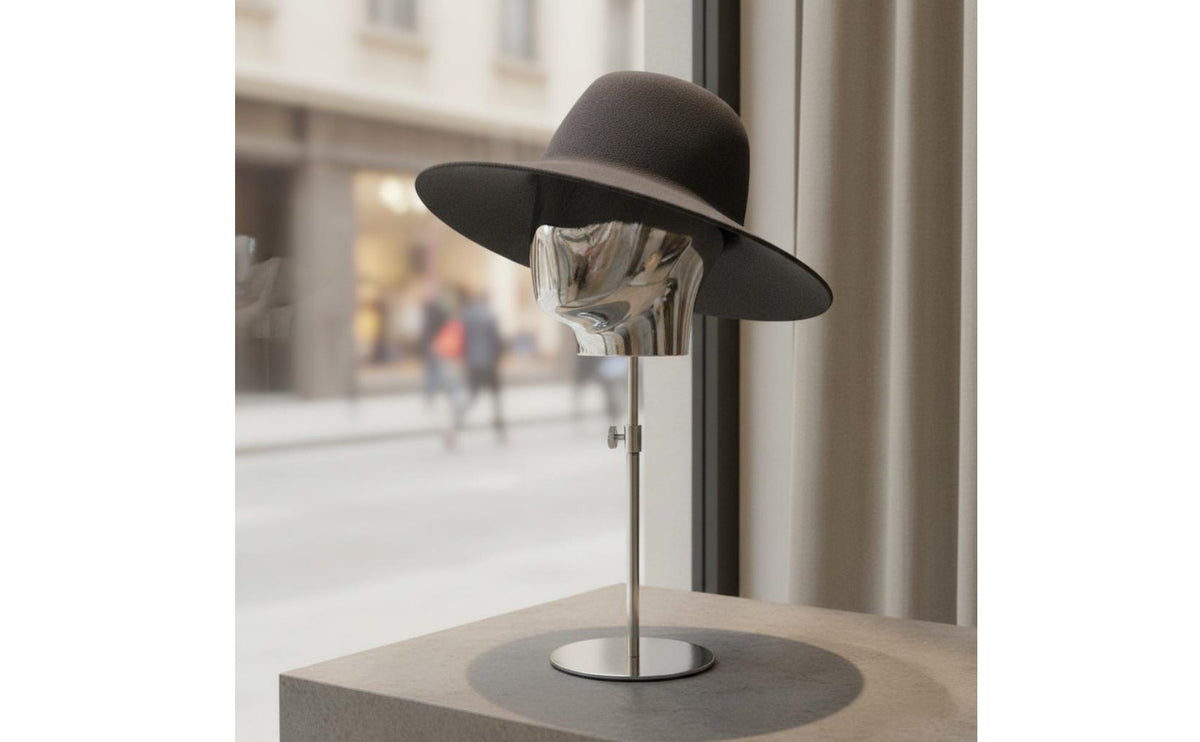 Mannequin Head Stand Modern Design Electroplated Head Form Polished Finish Hairpiece Display Stand for Retailers, Boutique Owners, Showroom