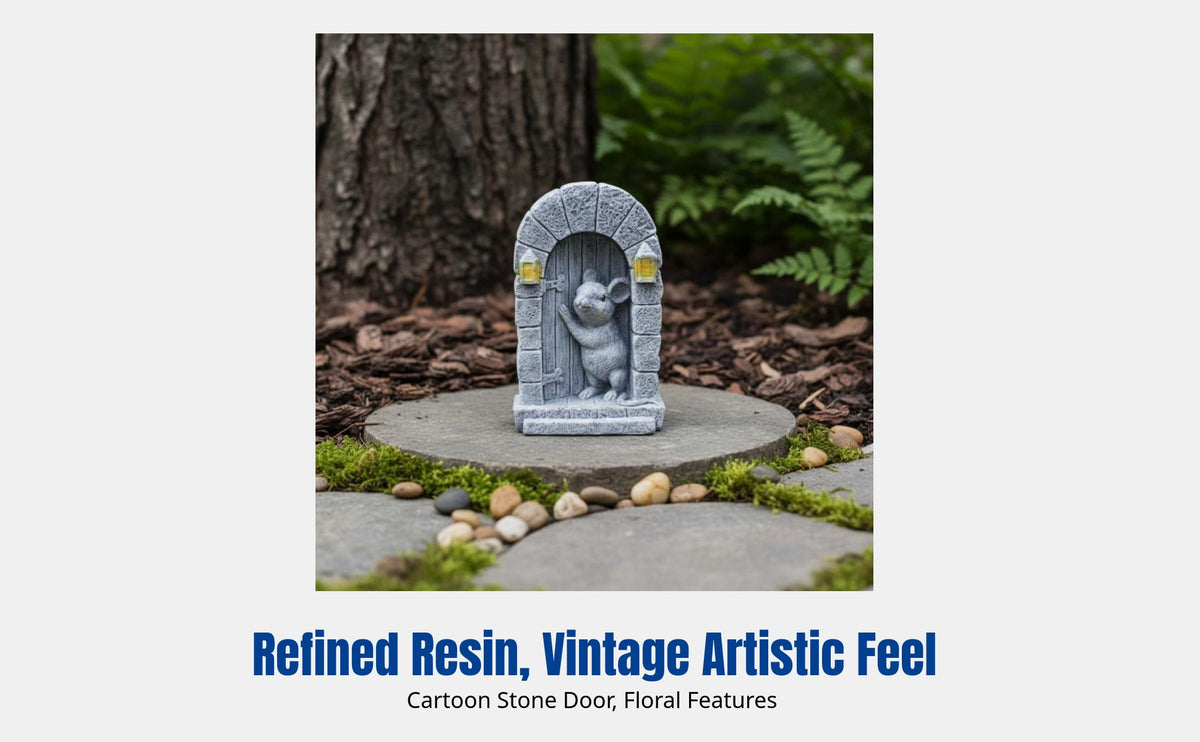 Resin Door Decor, Handmade Stone Sculpture, Garden Ornament, Miniature Landscape Accessory
