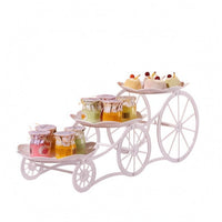 White Three-Tier Dessert Stand Scalloped Edges Dessert Display Stand Freestanding Three-Tier Serving Tray Stepped Design for Afternoon Tea