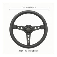 Leather-Wrapped Racing Steering Wheel 3-Spoke Universal Steering Wheel 350mm Comfortable for Car Enthusiasts