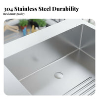 Anti-Smudge-Resistant Coating Laundry Sink with Washboard Single-Piece Molding Integrated Washboard Sink Easy to Clean Stainless Steel Utility Basin Wear-Resistant for Homeowners, Families, DIY Enthusiasts, Balcony, Outdoor, Basement, Kitchen
