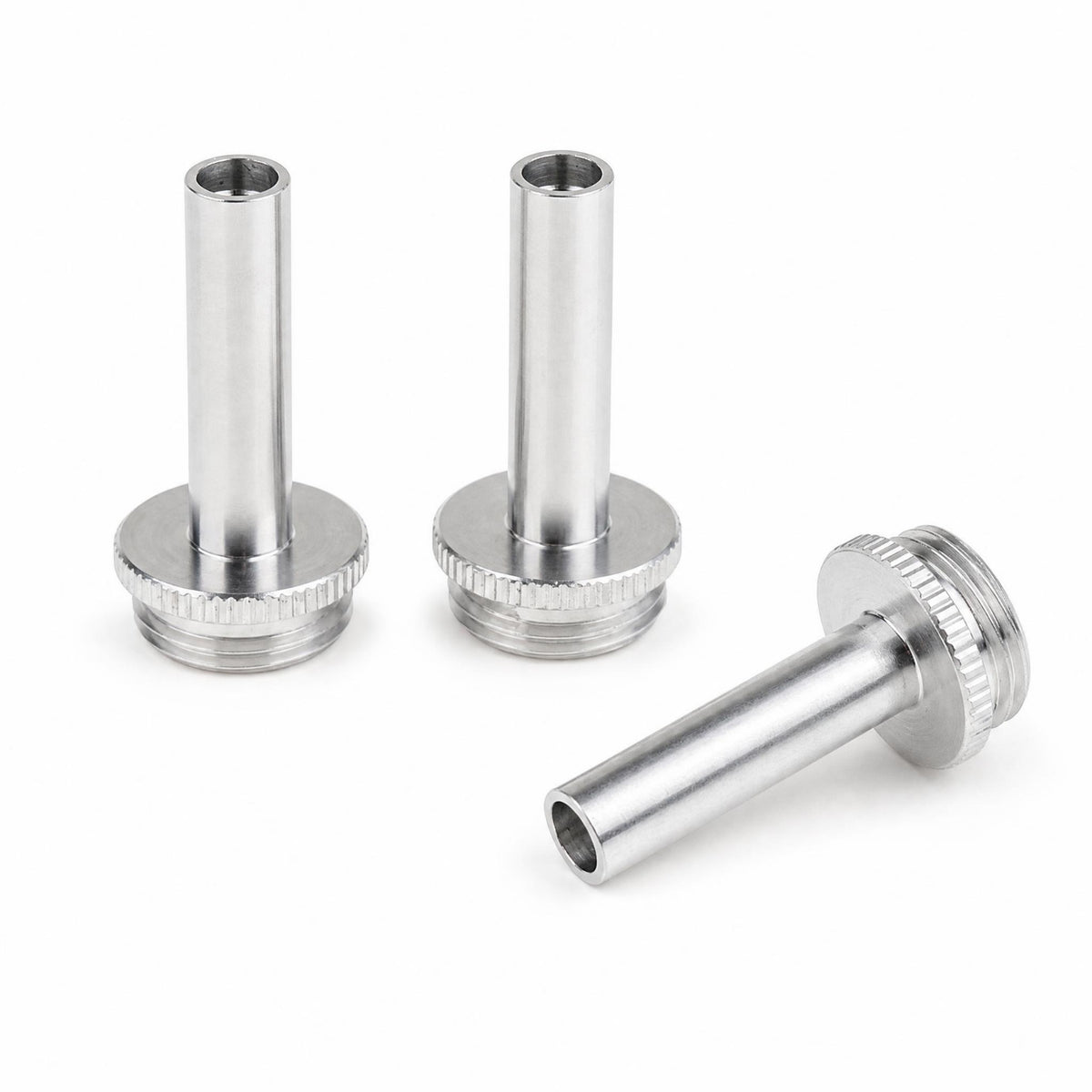3 Pieces Knurled Base Trumpet Piston Stem Polished Trumpet Valve Stem Silver-Tone Brass Instrument Part Hollow