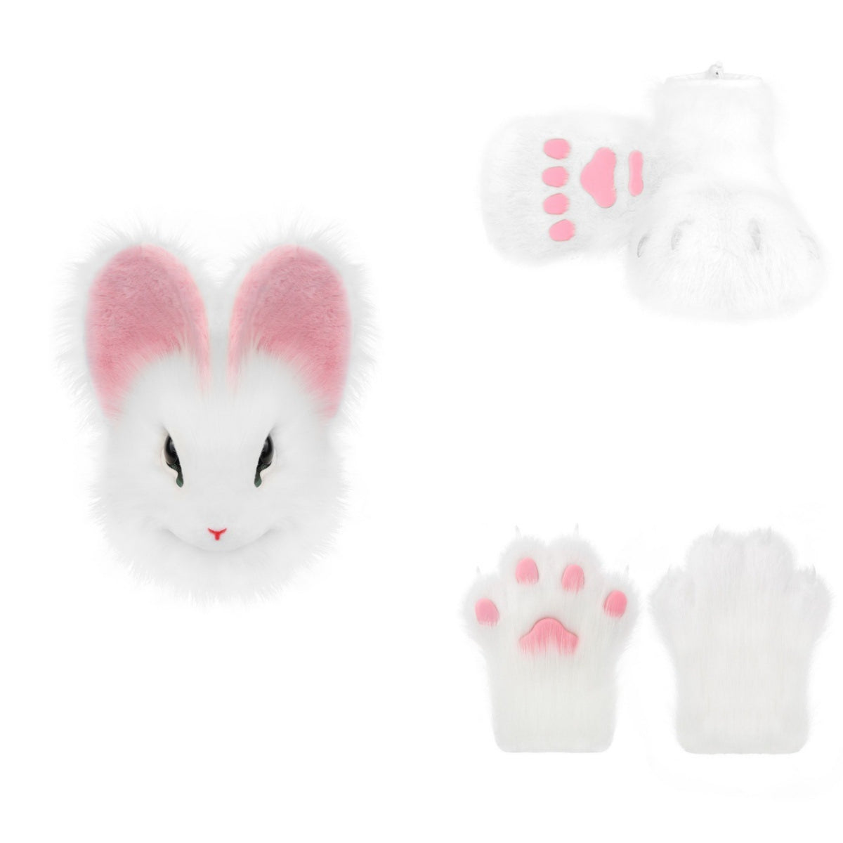 Hare Fursuit Furry Surface Bunny Costume with Paws Soft Bunny Costume Set for Cosplayers, Entertainers, Conventions, Photoshoots