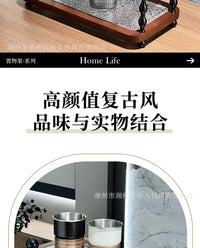 Vintage Style Bamboo Storage Rack with Glass, 2-Layer, for Desk and Bedroom