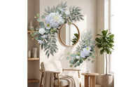 2 Pieces Artificial Wedding Arch Flowers Crescent-Shaped Wedding Arch Floral Swag Hanging Eucalyptus Rose Arrangement Curved