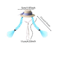 Small Pet Hat Bead Accent Plaid Ribbon Straw Hat Handmade-Inspired for Birds
