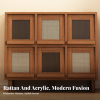 Modular Credenza with Retractable Doors Easy to Clean Underneath Bookcase