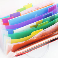 A6 Mini Plastic Expanding File Folder with 13 Pockets, Rainbow Accordion Document Organizer for Office and Home