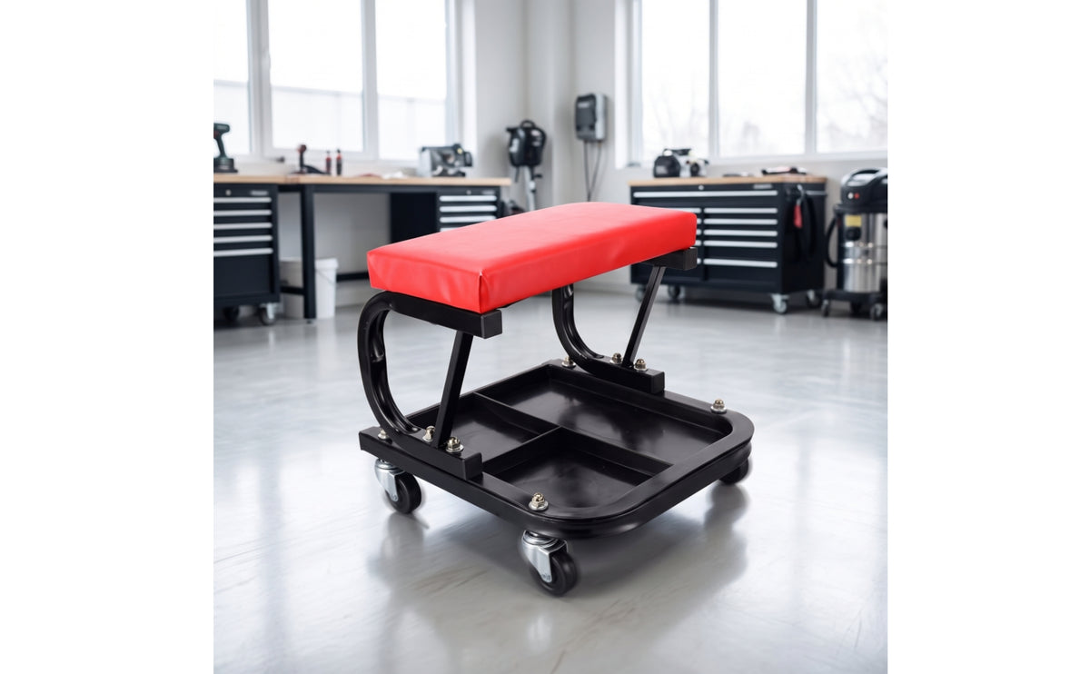 Repair Specialist Stool with Tool Tray Rolling Stool with Storage Wear-Resistant Garage Seat for Car Cleaners