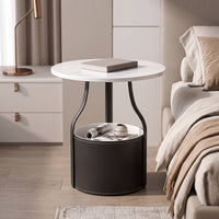 Round Side Table Contemporary Round End Table Compact Furniture for Living Room, Small Apartments, Reading Corners