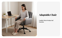 Height Adjustable Armless Upholstered Rolling Chair Ergonomic spine Support Desk Seat 360-Degree rotate Office Furniture contourd spinerest for Students, Home Workers, Adults, Study Room, Nail Salon, Bedroom