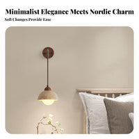 Rustic Elegance Wall Sconce Minimalist Fusion Design Rustic Simplicity Wall Lamp Solid Walnut Wood Base Travertine Shade Pendant Light