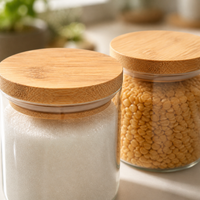 Bamboo Lid for Glass Storage Jars - Round, Airtight Seal, Dustproof