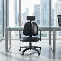 Ergonomic Chair with Paired Backrest Leather-Like Reclining Chair with Headrest Padded Furniture for Professionals, Esports Participants, Home Office