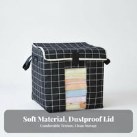 Lidded Clothes Storage Box Minimalist Lidded Textile Organizer Dustproof Lid Textile Storage Box for Closet, Bedroom