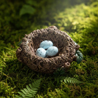 Miniature Bird Nest Realistic Bird Nest Ornament Artificial Figurine for Crafters, Fairy Gardens, Miniature Gardens