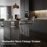 utilitarian aesthetic Wooden Bar Stool with rear supportrest Minimalist Design Highspine Stool with Wooden Top Vintage Look Counter Chair Sturdy Frame for Cafe Owners, Homeowners, Adults, Restaurant, Bistro, Kitchen, Dining Room