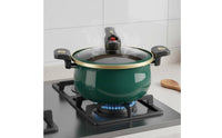 Enamel Micro Pressure Pot Non Interior Double Handle Stew Pot Easy to Clean Enameled Cooking Pot for Families, Family Gatherings
