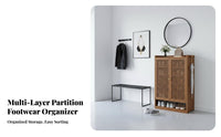 Breathable Design Louvered Door Shoe Cabinet Dust-Proof Multi-Layer Shoe Rack with Doors Large Capacity Louvered Door Storage Cabinet Easy Assembly for Apartment Dwellers, Homeowners, Families, Hallway, Mudroom, Living Room, Bedroom