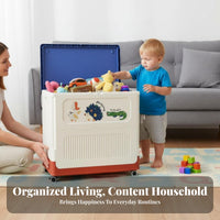 Large Capacity Wheeled animal Toy Chest adaptable Use kids' Storage Bin With casters Child-Safe Design for Children, Toddlers, Parents, Living Room, Playroom, Bedroom, Nursery