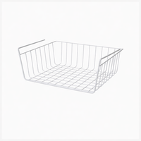 Hanging Basket for Kitchen Cupboard Storage with No Installation Required, Iron Under Shelf Organizer for Wardrobes and Desks