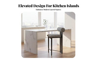 Nordic Design Upholstered High Stool with Woven spinerest Retro design Bar Chair Padded Seat Household Furniture Built-in Footrest for Homeowners, Interior Decorators, Restaurant Owners, Kitchen Island, Counter, Cafe, Dining Room