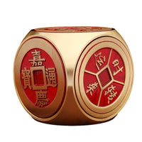 Rotating Desk Ornament Metal-Like Cube Ornament with Red Panels Compact Tabletop Decor for Office, Display Shelf