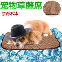 Pet Cooling Mat for Dogs and Cats - Breathable Straw Weave Pad for Kennels and Beds