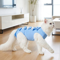Cat Recovery Suit Full Body Neuter Suit for Cats with Ties, Post Surgery Cat Clothes with Partial Leg Coverage, Anti Licking Post-Surgery Recovery