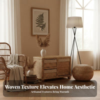 Pastoral design Woven Basket Drawer Cabinet Removable Baskets Woven Basket Drawer Stand Rustic Design Household Storage Multi-Purpose for Apartment Dwellers, Homeowners, Kids' Room, Bedroom, Entryway, Hallway